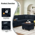 thumbnail image 5 of Hybition Modular Sectional Sofa w/ Ottoman, USB, Storage & Pillows - Convertible L-Shaped Couch for Living Room-Color:Dark Blue, 5 of 9