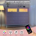 thumbnail image 5 of Dresser for Bedroom with LED Lights and Charging Station, Wooden 6 Drawer Double Dresser with 2 Doors, Modern Chest of Drawers for Bedroom, Entryway, Hallway, Pink, 5 of 7