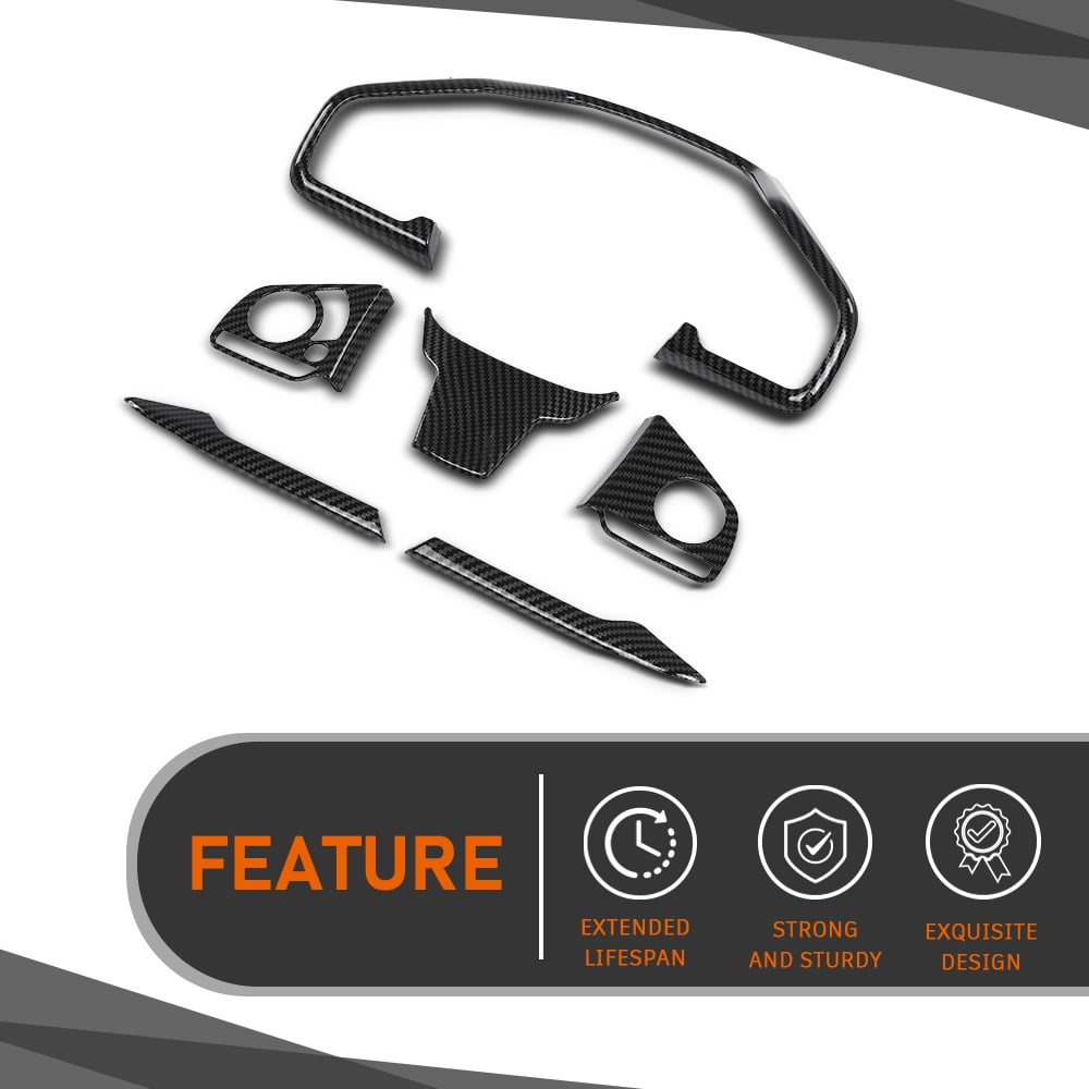 6pcs Steering Wheel Cover Trim Fit For 2016-2019 Honda Civic Carbon Fiber Look