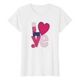 thumbnail image 4 of White Womens Clothes Trendy Spring 2024, Spandex Summer Tops With Sleeves, Women's New Summer Valentine's Day Simple Love Letter Printed Round Neck Short Sleeved T Shirt Casual Top, 4 of 4