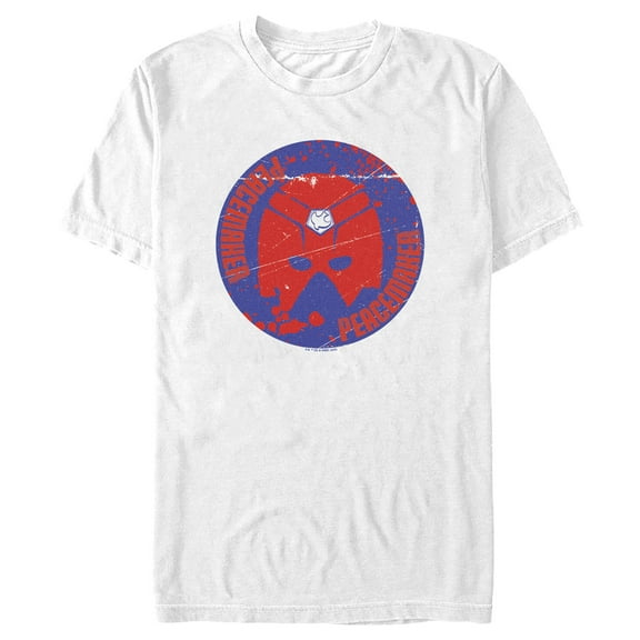 Men's Peacemaker Red Helmet  Graphic Tee White Medium