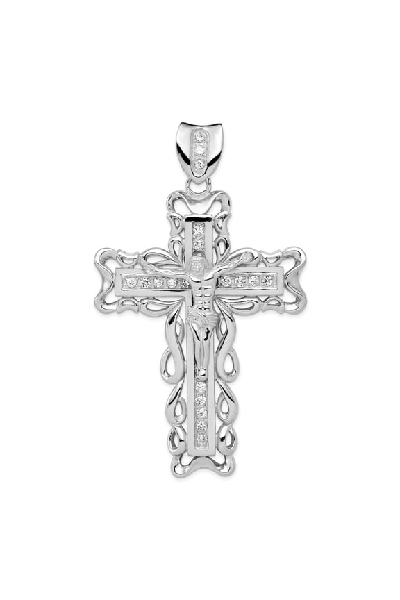 White Sterling Silver Charm Pendant Themed Cubic Zirconia CZ 83 mm 50