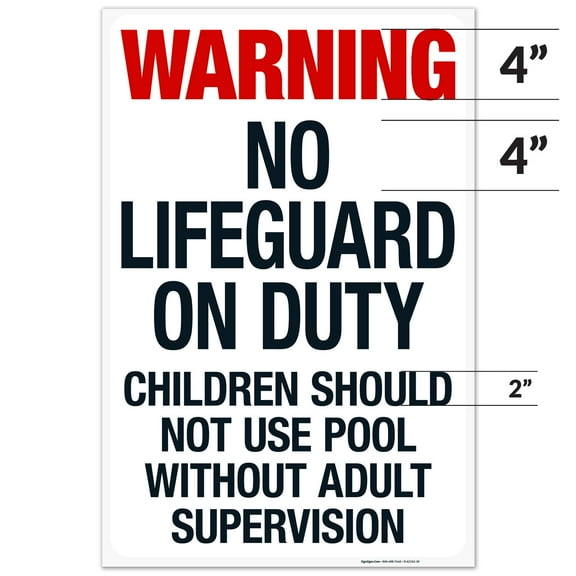 Texas Warning No Lifeguard On Duty Sign, Complies With State Of Texas Pool Safety Code, 24x36 Corrugated Plastic