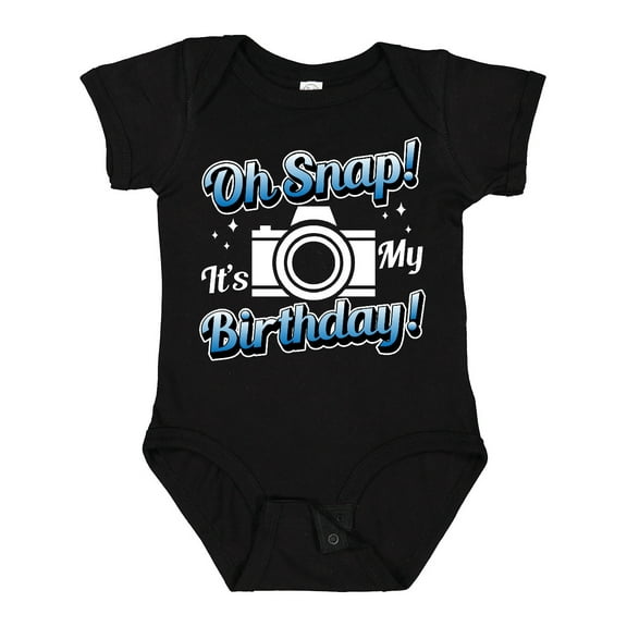 Inktastic Oh Snap Its My Birthday with Camera and Sparkles White Boys or Girls Baby Bodysuit