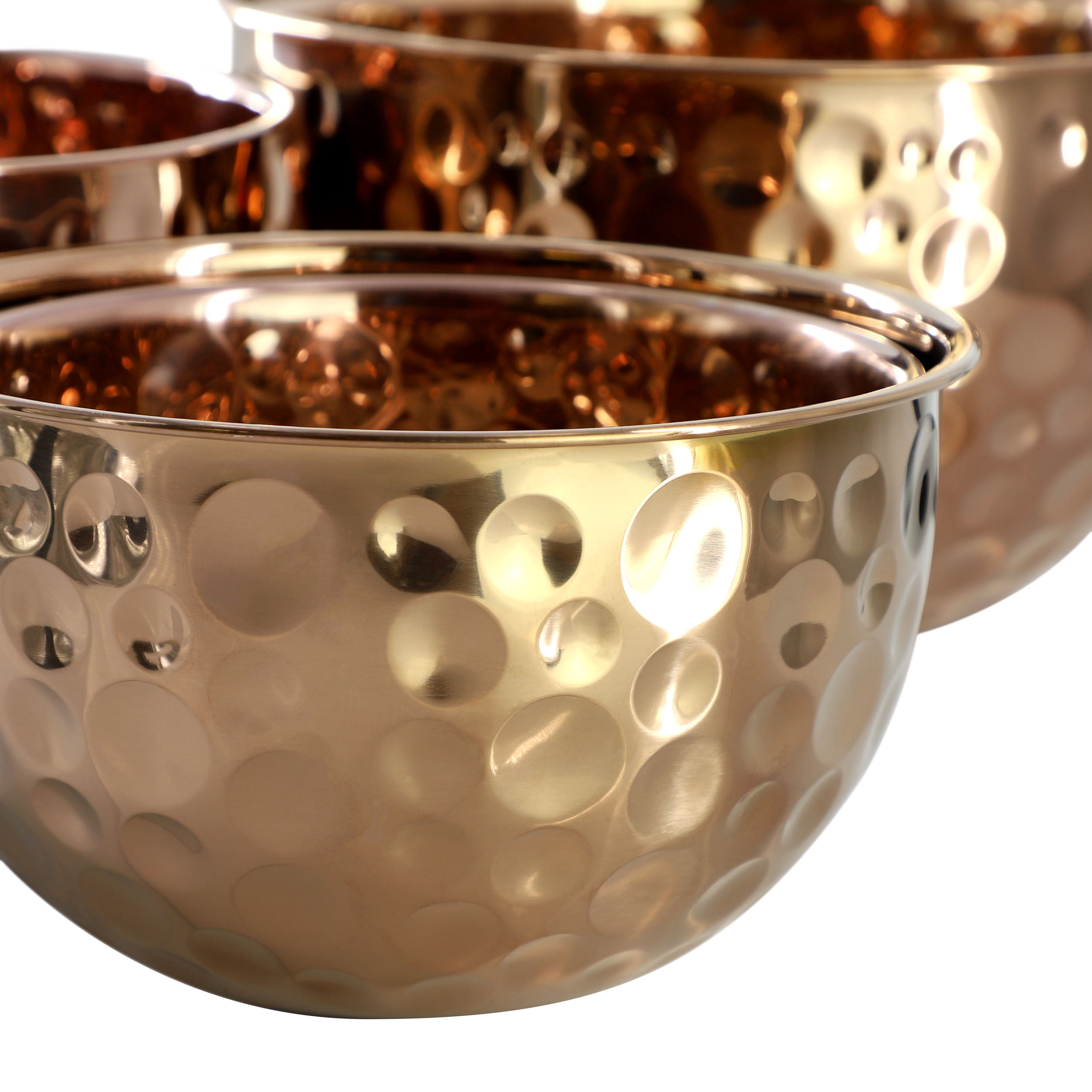 MegaChef Hammered Bubble Texture 5 Piece Stainless Steel Serving Bowl Set in Copper