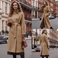 thumbnail image 2 of Women's Wool Blend Long Pea Coats Oversized Stand Collar Winter Overcoat with Belt, 2 of 7