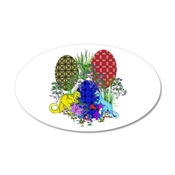 CafePress - Dinosaur Easter Eggs - 35x21 Oval Wall Decal