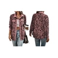 thumbnail image 3 of Chaqueta de con Estampado de Leopardo para Mujer, Blusa de Larga con Botones, Abrigo Informal de Otoño Rosa XL, 3 of 7