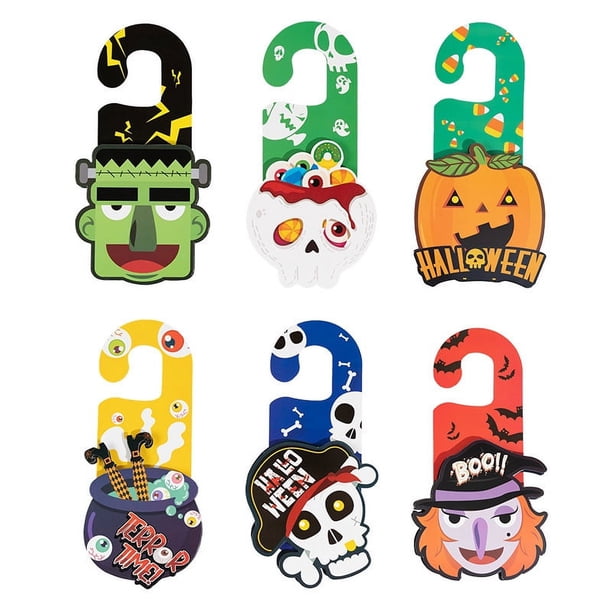 6 piezas de decoración de Halloween, decoración divertida de Halloween, fantasma de madera, decoraciones de Halloween, letreros de patio de Halloween, letreros de puerta de otoño de Hallowee