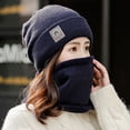 thumbnail image 5 of iHPH7 Hat and Scarf Set Skull Cap Knit Hat Warm Beanie Warm Hat Neck Warmer Winter Neck Warmer Navy One Size, 5 of 6