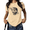 Apricot, variant on Women's Triple Skull Graphic T-Shirt Stacked Floral Botanical Art Tee Dark Summer Black Top