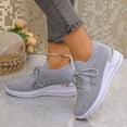 thumbnail image 3 of Rokment Sparkly Rhinestones Orthopedic Wedges Walking Work Shoes for Women Breathable Comfortable Knitted Platform Non Slip Nursing Sneakers Light Gray Size 7, 3 of 6