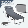 thumbnail image 3 of MRUAKA Outdoor Folding Chaise Lounge Chair , Heavy-Duty Portable Sun Lounger with 4 Adjustable Positions & Removable Pillow,  Patio Beach Chair for Backyard, Poolside, Camping, Light Grey, 3 of 9