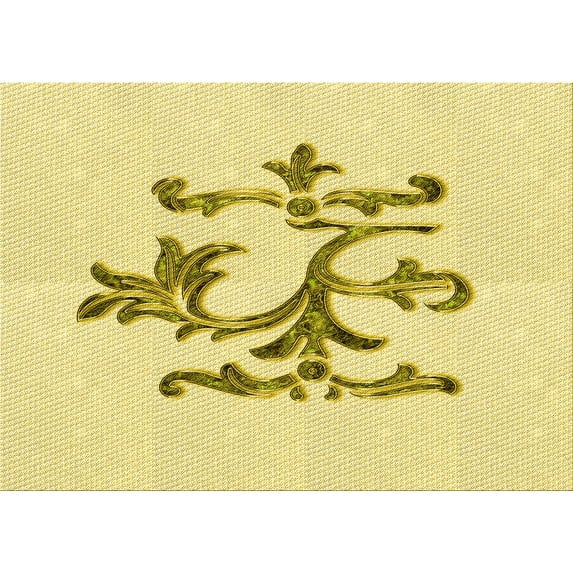 Ahgly Company Machine Washable Indoor Rectangle Transitional Sun Yellow Area Rugs, 5' x 7'