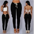 thumbnail image 3 of REALiKUN Women's Casual Pants Solid High Waist Self Tie Belted Pencil Trouser Black M, 3 of 4