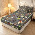 thumbnail image 2 of Erosebridal Cute Beetles Zipper Twin Comforter Sets with Fitted Sheet and 2 Pillowcases,Dreamy Bug Theme Zipper Bedding Set,Gray Green,Black Reversible,4pcs, 2 of 8