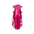 thumbnail image 2 of BLISSFUL STEP Women's Strappy Crisscross Strap Block Heels Sandals Hot Pink 7.5, 2 of 7