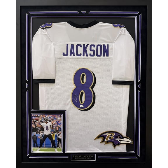 Lamar Jackson Autographed Hand Signed Custom Framed Baltimore Ravens Jersey - JSA COA