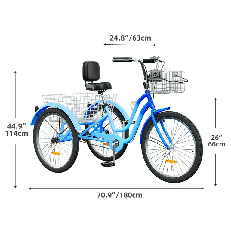 Uforic 26 Inch 3-Wheel Bike, Single Speed Adult Trike, Low