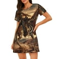 thumbnail image 1 of JUNZAN Chemise de Nuit à Manches Courtes Imprimé Cheval de Cowboy Squelette Western pour Femmes, Chemise de Nuit Confortable à Col Rond Mignonne à Volants, 1 of 6
