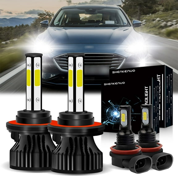 For Ford Fiesta 2012-2013 LED Headlights Bulbs 9008/H13 High/Low Beam and H11/H8 Fog light 6000K White,4pcs