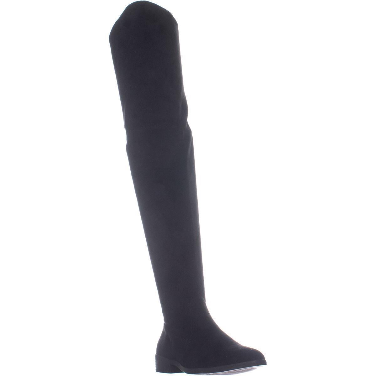 over the knee black wide calf boots