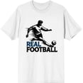 thumbnail image 3 of "Real Football" Sports Back to School Adult White Crew Neck Short Sleeve Tee-Medium, 3 of 4