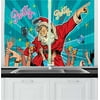 Santa Curtains 2 Panels Set, Rock n Roll Singing Santa with Dancing People at Christmas Party Retro Pop Art Style, Window Drapes for Living Room Bedroom, 55W X 39L Inches, Multicolor, by Ambesonne