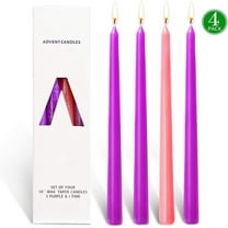 Purple Taper Candles | 10" Tall Unscented Wedding Candles | Set of 4 | 0.78" Diameter | Anniversary Birthday Festival Decor | Wax Tapered Rod Candles