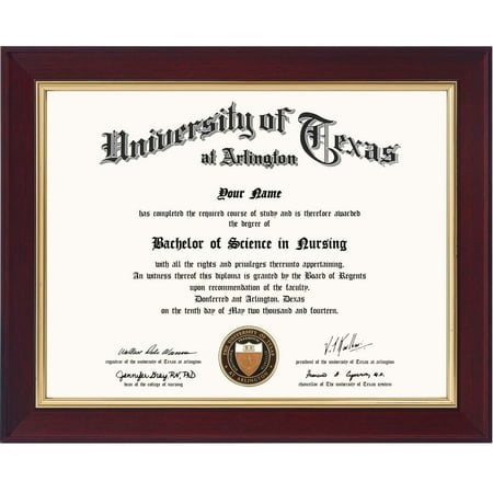 GraduationMall Cherry Diploma Certificate Frame with Gold Trim Tempered Glass 8.5 x 11