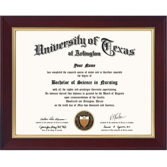 GraduationMall Cherry Diploma Certificate Frame with Gold Trim Tempered Glass 8.5 x 11
