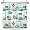 thumbnail image 3 of MIZHONA Ocean Fish Shower Curtain Coastal Beach Theme Fabric Bathroom Curtain 72x78 in, 3 of 4