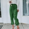 thumbnail image 2 of UJNDER Carnival Women's Sequin Casual Pants Party Fashion High Waist Drawstring Leggings Style Green XXL, 2 of 7