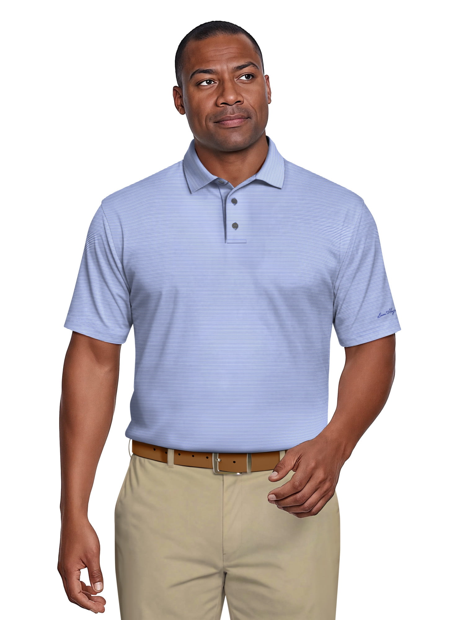 Ben Hogan Men's & Big Men's Performance Fine Line Printed Short Sleeve Polo Shirt, up to 5XL