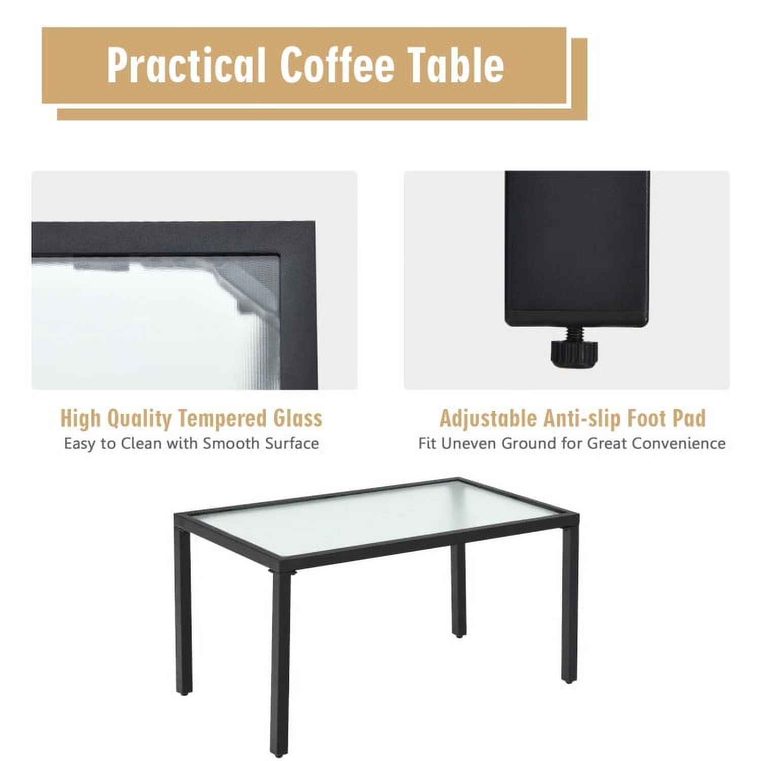 Aimee Lii 4 PCS Patio Furniture Set Sofa with Coffee Table Steel Frame, Outdoor Patio Furniture Sets, Gray Aimee Lii 4 PCS Patio Furniture Set Sofa with Coffee Table Steel Frame, Outdoor Patio Furniture Sets, Gray