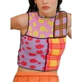 thumbnail image 4 of KOMOO Women Summer Knitted Vest Contrast Color Flower Crop Tops Sleeveless Round Neck Tank Tops, 4 of 6