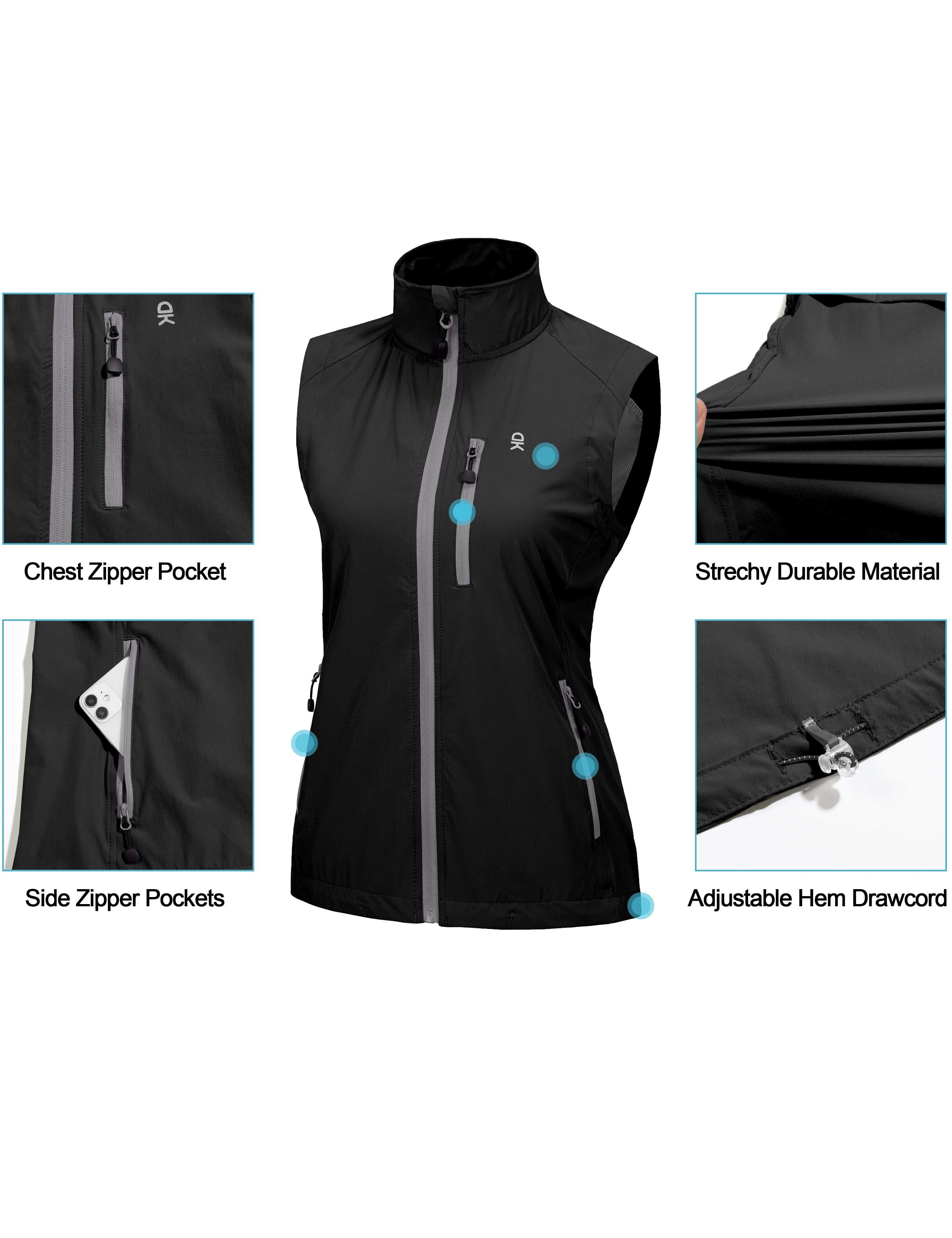 Little Donkey Andy Women's Lightweight Quick Dry Vest Summer Windproof Sleeveless Elastic Jacket for Golfing Cycling Running Size XS
