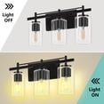 thumbnail image 6 of HKMGT Black Vanity Light, 3-Light Bathroom Wall Sconce with Clear Glass, Farmhouse Industrial Lighting Fixture, 6 of 8