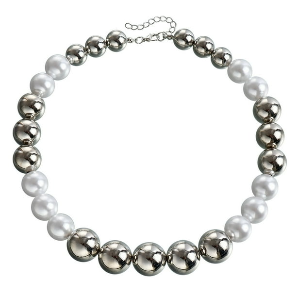 Exagerada grandes cuentas de moda collar corto Gargantilla Punk Temperamento Perla de imitación Gargantilla