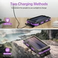 thumbnail image 4 of 2PK BAOKALER 30000mAh Solar Charger for Cell Phone iPhone, Portable Solar Power Bank with Dual 5V USB Ports, 2 Led Light Flashlight, Compass Battery Pack for Outdoor Camping Hiking(Purple), 4 of 10