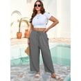 thumbnail image 5 of SHOWMALL Women's Plus Size Wide Leg Balloon Pants, Loose Fit Baggy Lantern Trousers with Pockets, Gray 3X Breathable Elastic Drawstring Waist Casual Pants for Summer Beach Travel Vacation, 5 of 8
