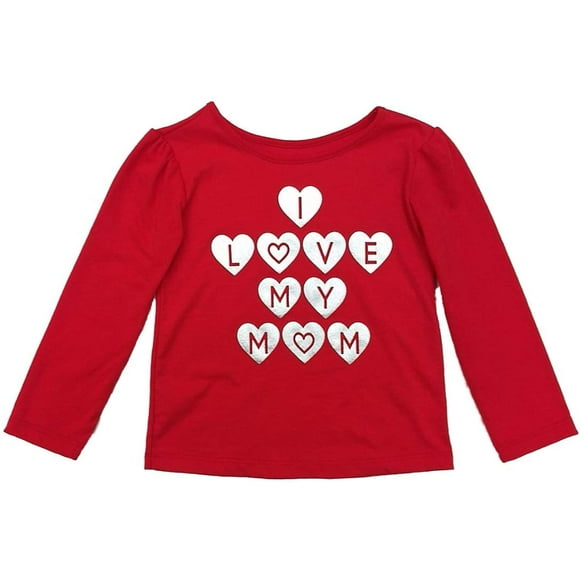 VALENTINE Bambin Filles Rouge J'aime Ma Maman Jour T-Shirt à Manches Longues Top