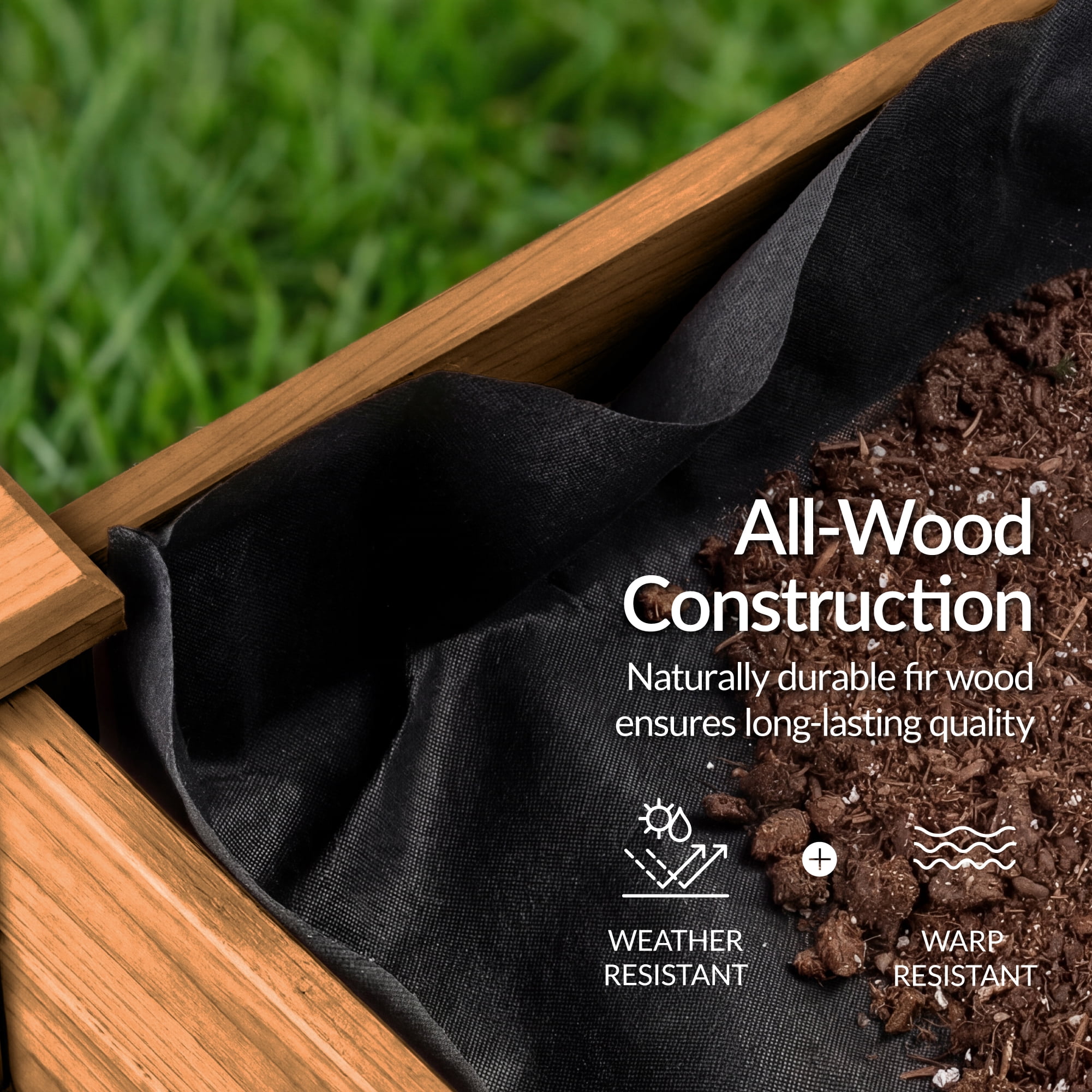 Best Choice Products 48x24x30in Raised Garden Bed, Elevated Wooden Planter for Yard w/ Foot Caps, Liner - Acorn Brown