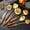 Gold-6, variant on Stainless Steel Cooking Utensils Set with Wooden Handle 12.5"-14" | 304-;Wooden handle-Anti-scald; length, hole-Easy to store;-Bridal shower,Xmas,thanksgiving,housewarming