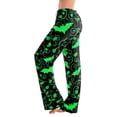 thumbnail image 2 of Halloween Costumes Pajama Pants Women Casual Drawstring Halloween Pumpkin Printed Bottoms Bat Cute Ghost Lightweight Stretchy Soft Pants Green 2XL, 2 of 6