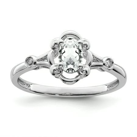 925 Sterling Silver White Topaz Diamond Band Ring Size 8.00 Birthstone April Gemstone Set