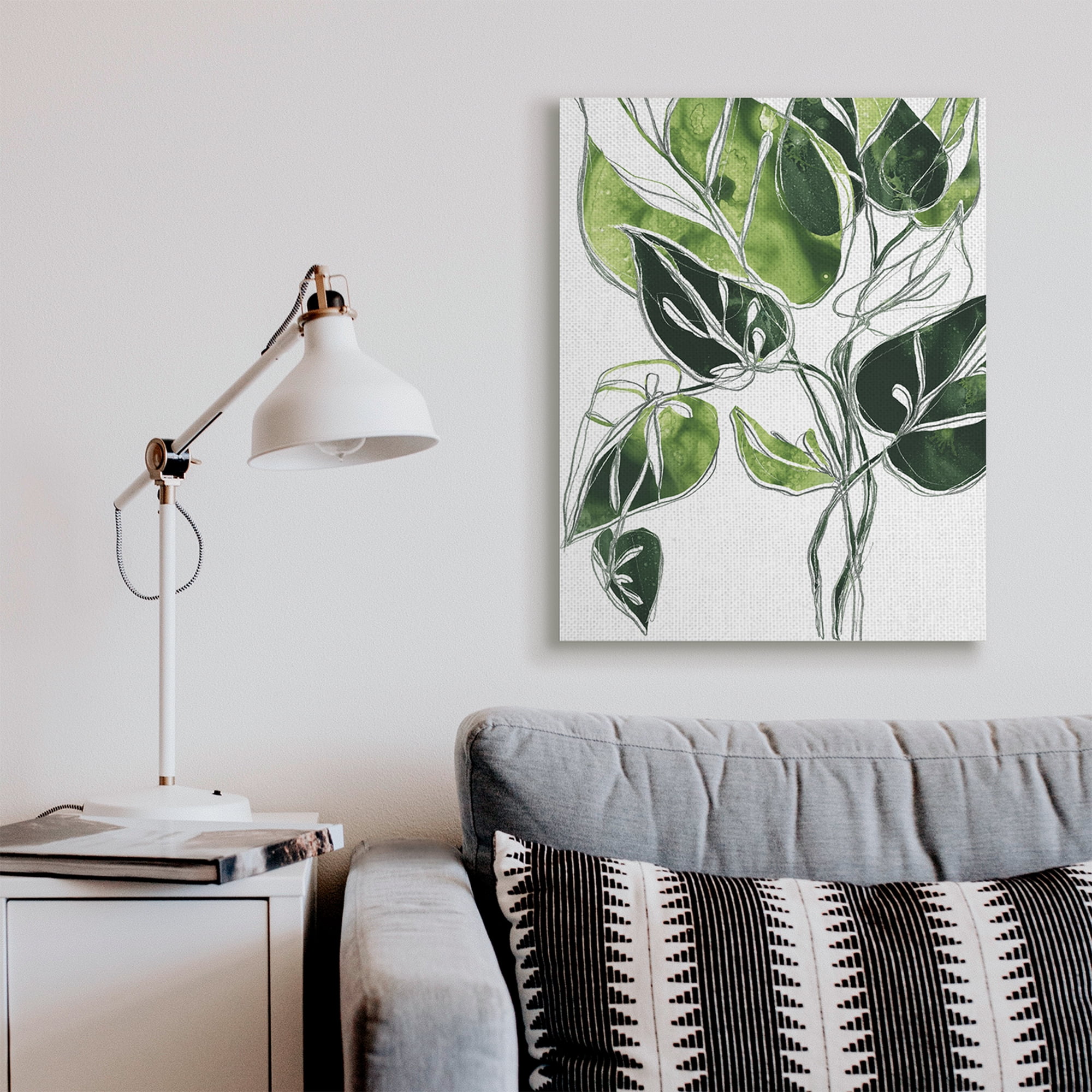 Stupell Industries Intricate Palm Vines Unique Green Leaves Botanical & Floral Painting Gallery Wrapped Canvas Art Print Wall Art, 30 x 40