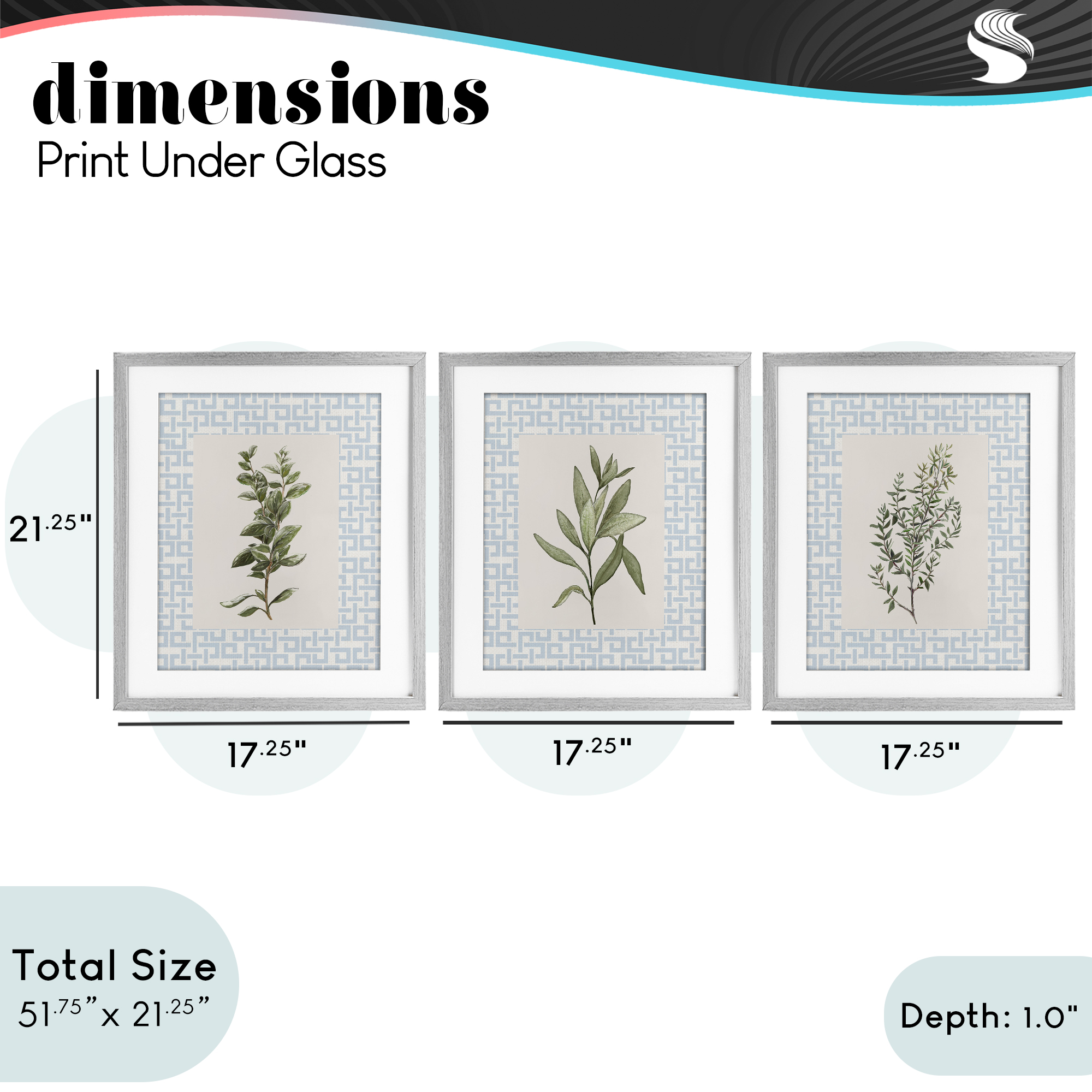 Stupell Industries Kitchen Herbs on Geometric 3 Piece Gray Framed Print Under Glass Set, design by Diannart
