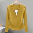 thumbnail image 2 of zbxnLI Long Sleeve Tops for Women V Neck Ruched Casual Blouses Shirts Fall Winter Fashion Loose Pullover Outfits, 2 of 3