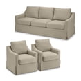 thumbnail image 2 of Harper Canapé 80W et 2 Fauteuils d'Appoint Pivotants avec Housses - Tissu Sable, 2 of 7